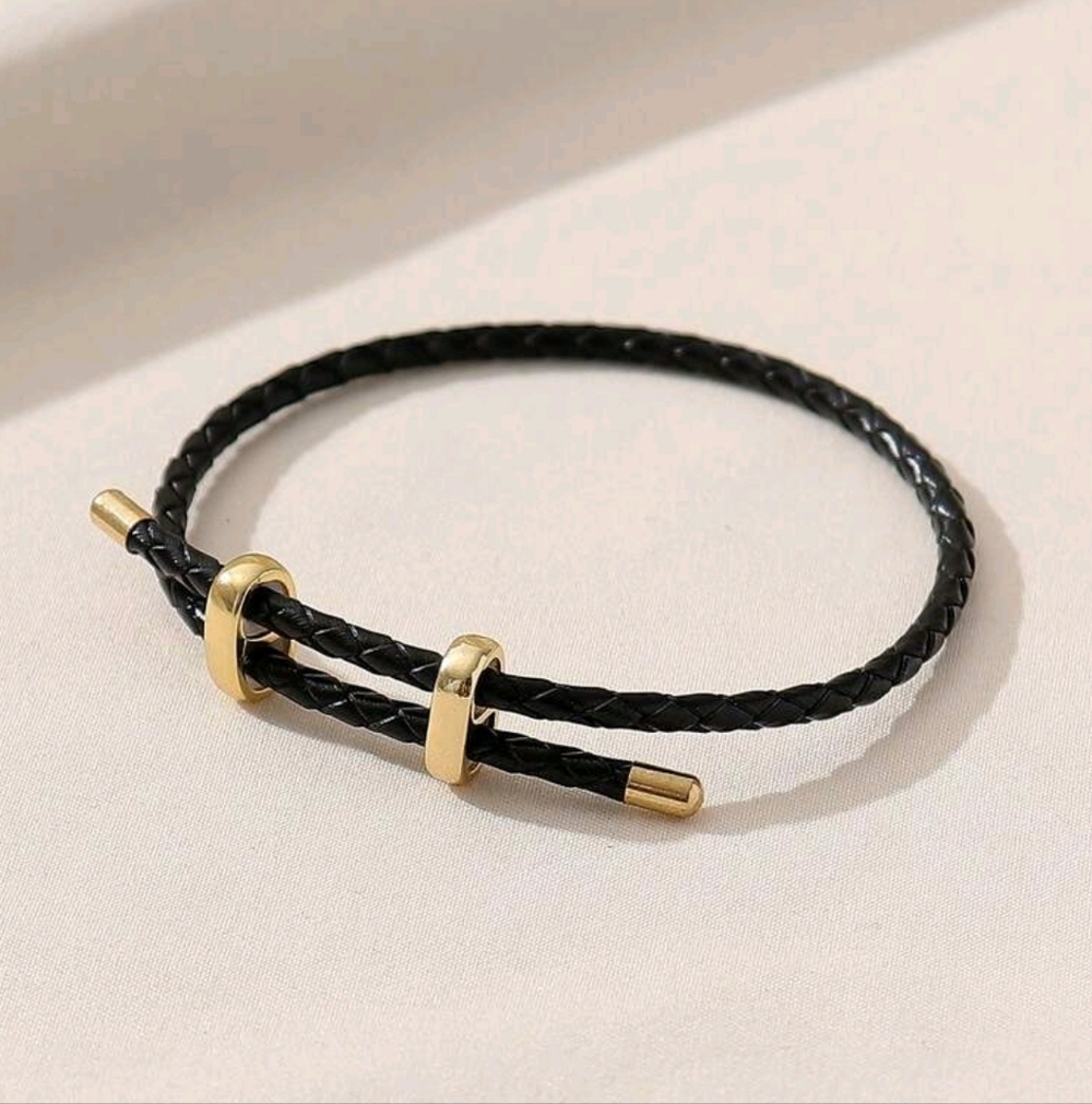 Adjustable pu rope bracelet; nwot